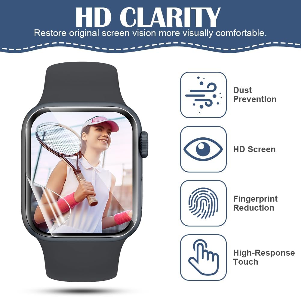 Detalle 2 de OFFCUP Apple Watch Series 7, 8 & 9 45mm TPU Screen Protector, 6 Pack
