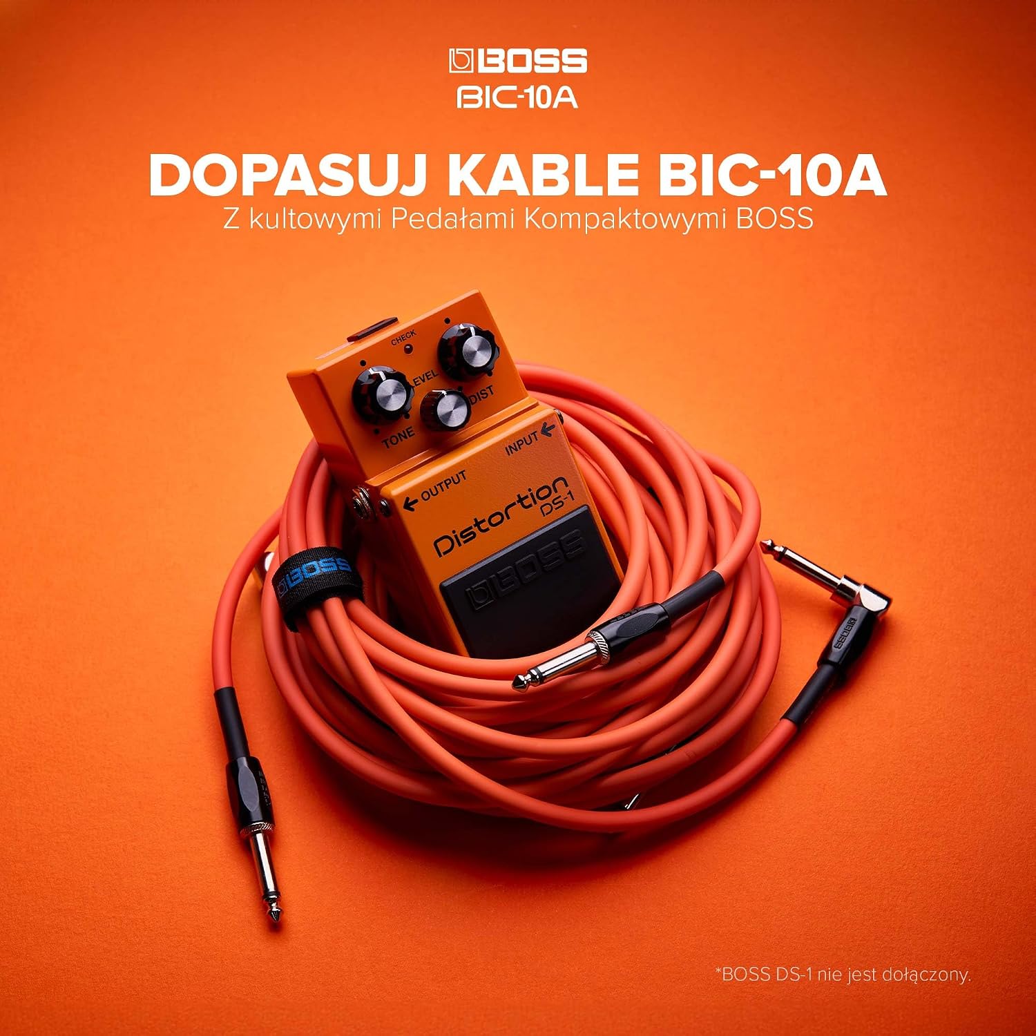 Detalle de BOSS BIC-10A – kabel instrumentalny 3 m, wtyki proste i kątowe, pomarańczowy