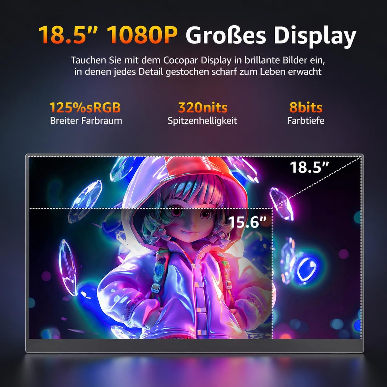 Thumbnail 3 de cocopar 18,5 Zoll tragbarer Monitor
