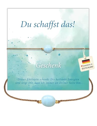 Detalle de happymaker Mutmacher Geschenk Aquamarin-Armband – handgemacht in Deutschland