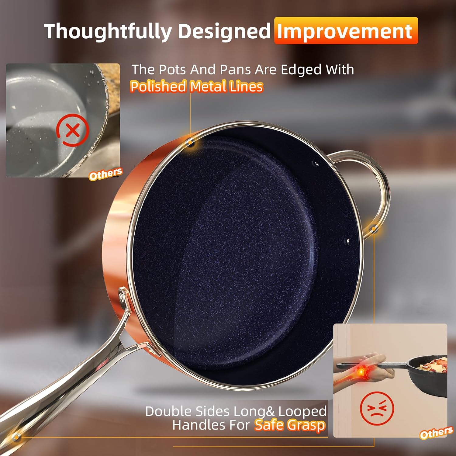 Thumbnail 5 de Deluxe DUXANO 14-Piece Healthy Pots and Pans Set with 9H Anti-Scratch Coating and PFAS-Free Ceramic Nonstick