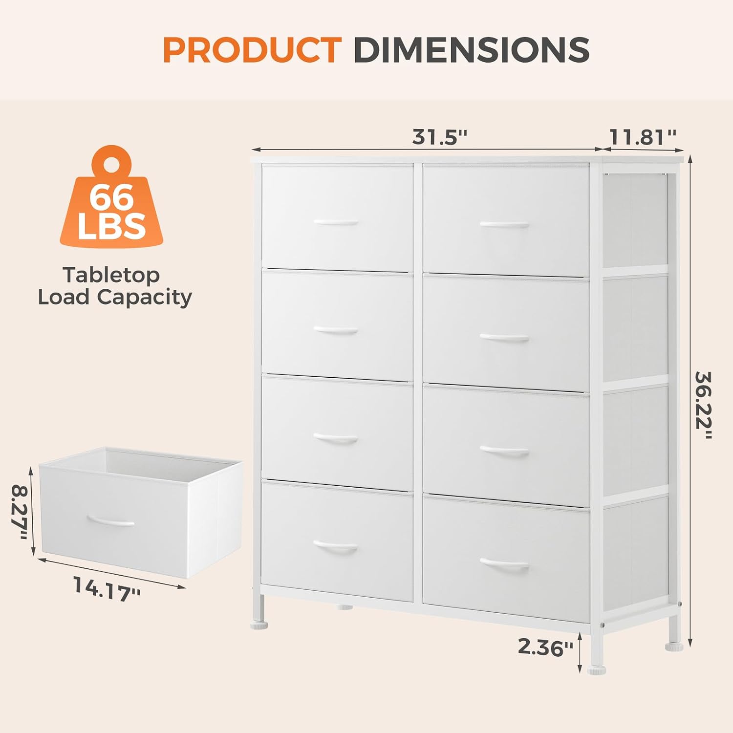 Thumbnail 2 de Sweetcrispy Fabric Dresser, 8 Drawers