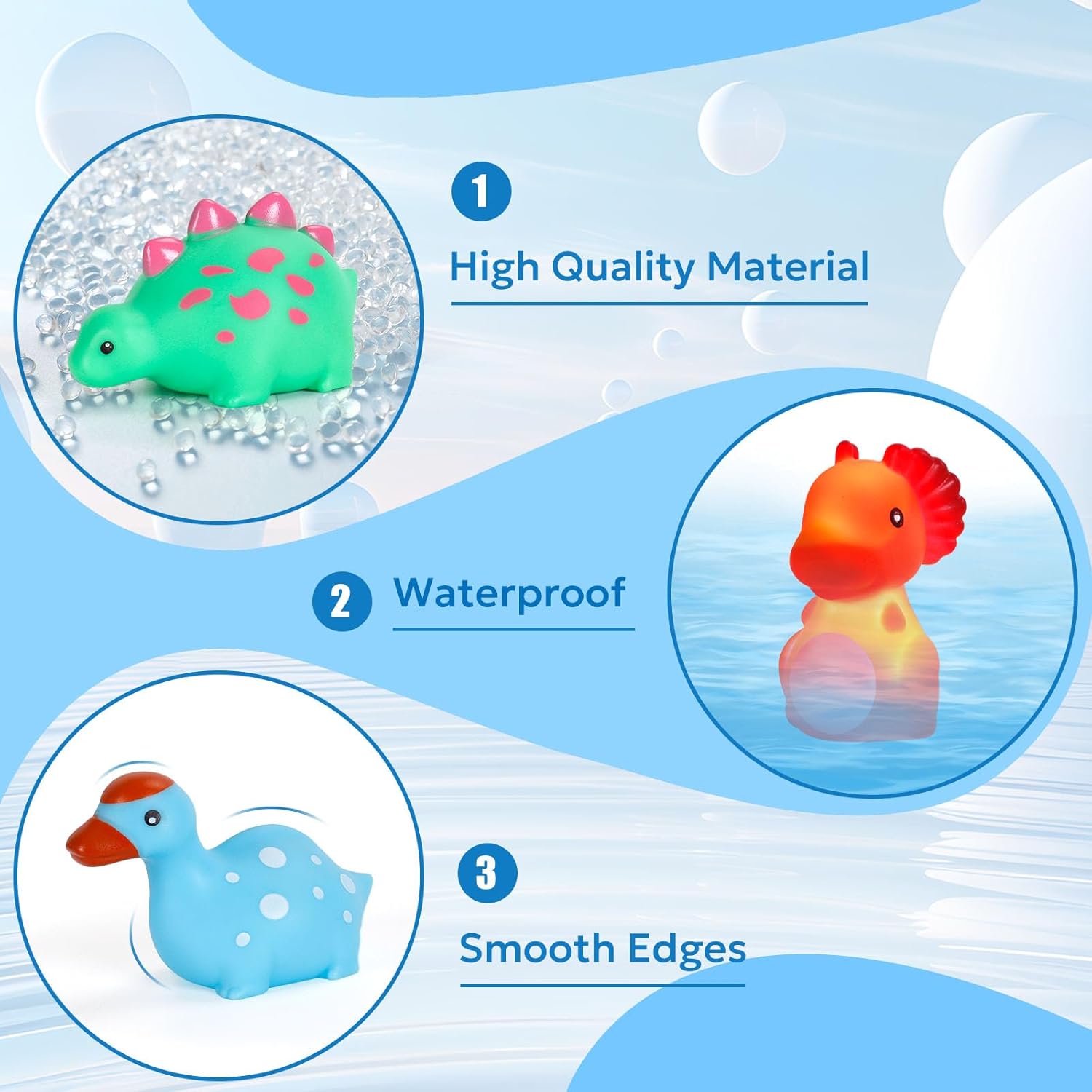 Detalle de Jiosdo 6‑Pack LED Dinosaur Bath Toys – Sensory Water-Activated Lights for Babies and Toddlers