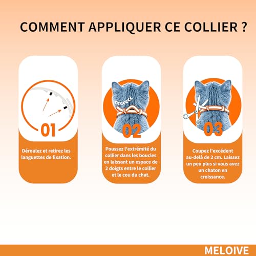 Thumbnail 7 de Meloive Collier Antipuces et Anti-tiques pour Chats – 3 Pièces