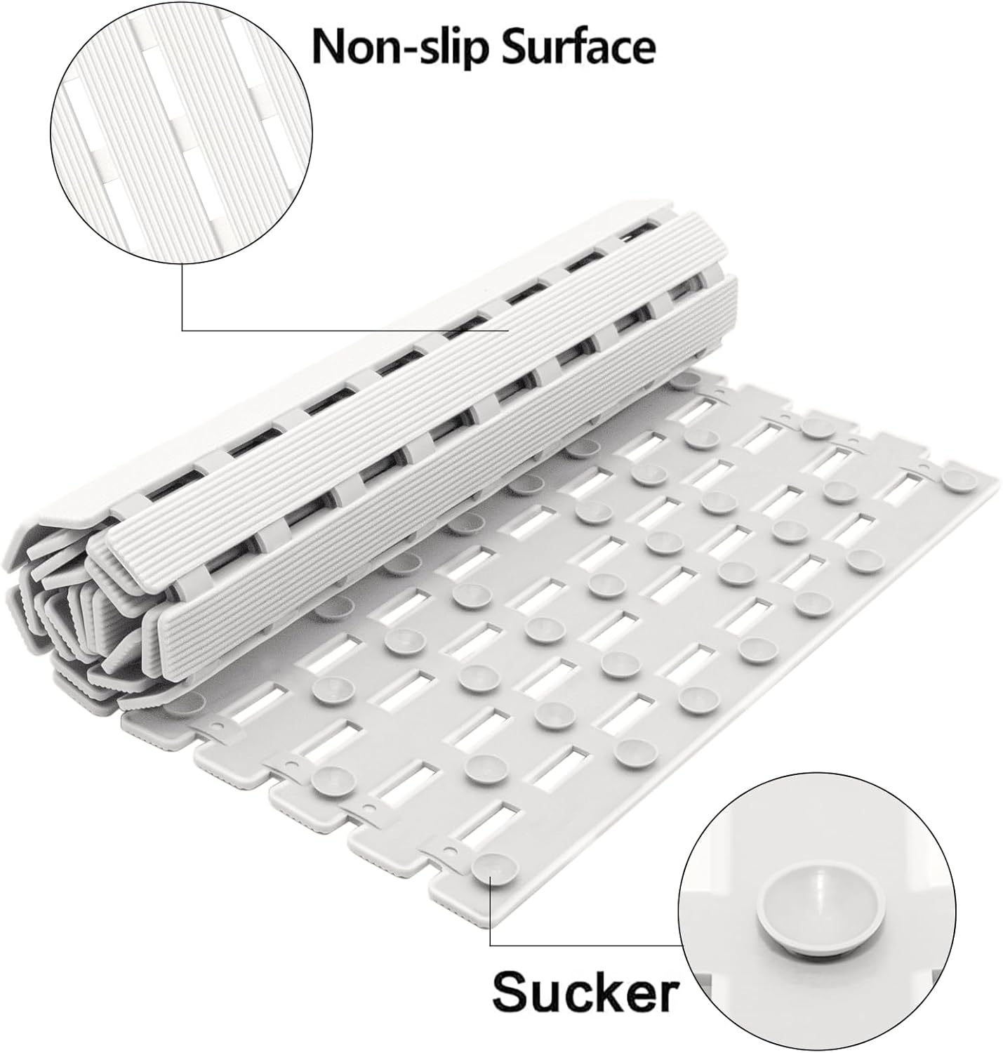Thumbnail 1 de BEMISO Shower Mat Non Slip Bathtub Mat with Suction Cups and Drain Holes — 37.4 x 15.7 in