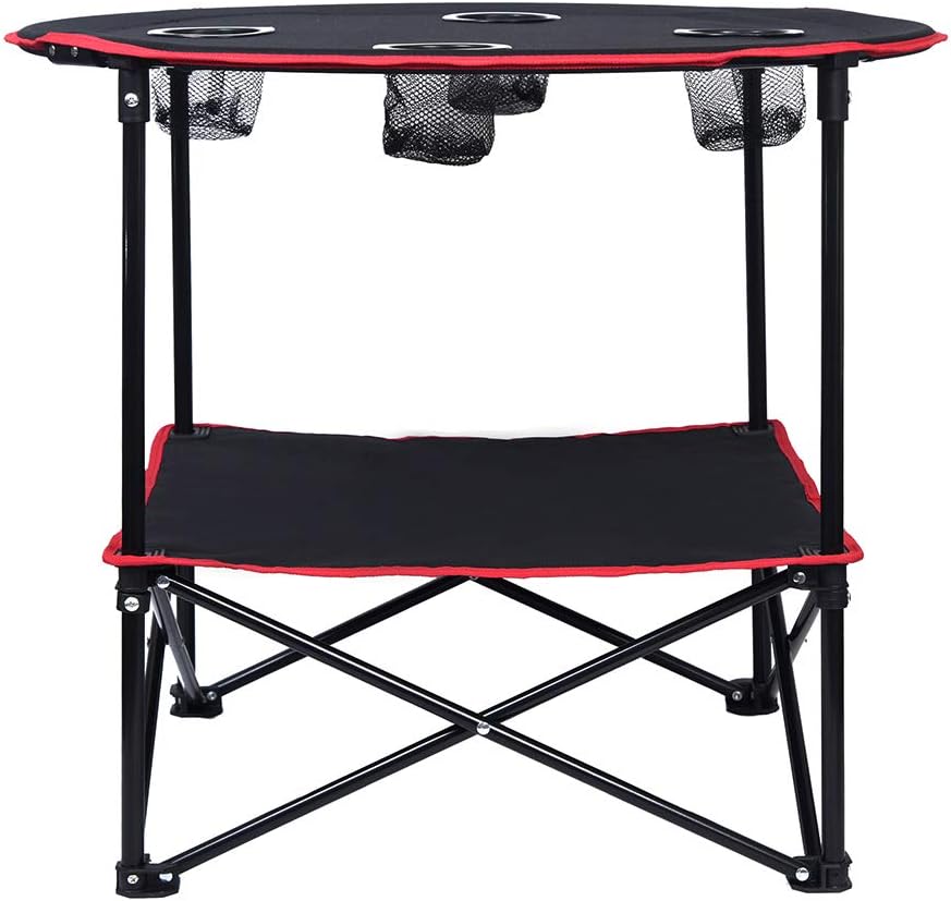 Thumbnail 3 de LEADALLWAY Camping Table Folding Picnic Table with 4 Cup Holders and Carrying Bag