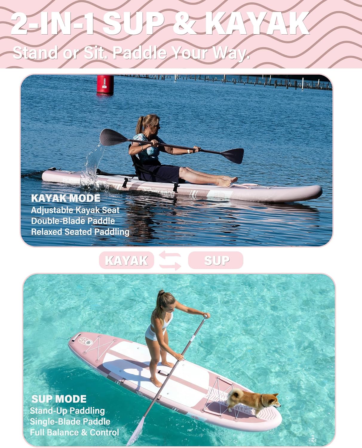 Detalle de TIGERXBANG Aufblasbares Paddle Board mit Sitz – 335 x 86 x 15 cm, Komplettes ISUP-Set für 2+1 Personen