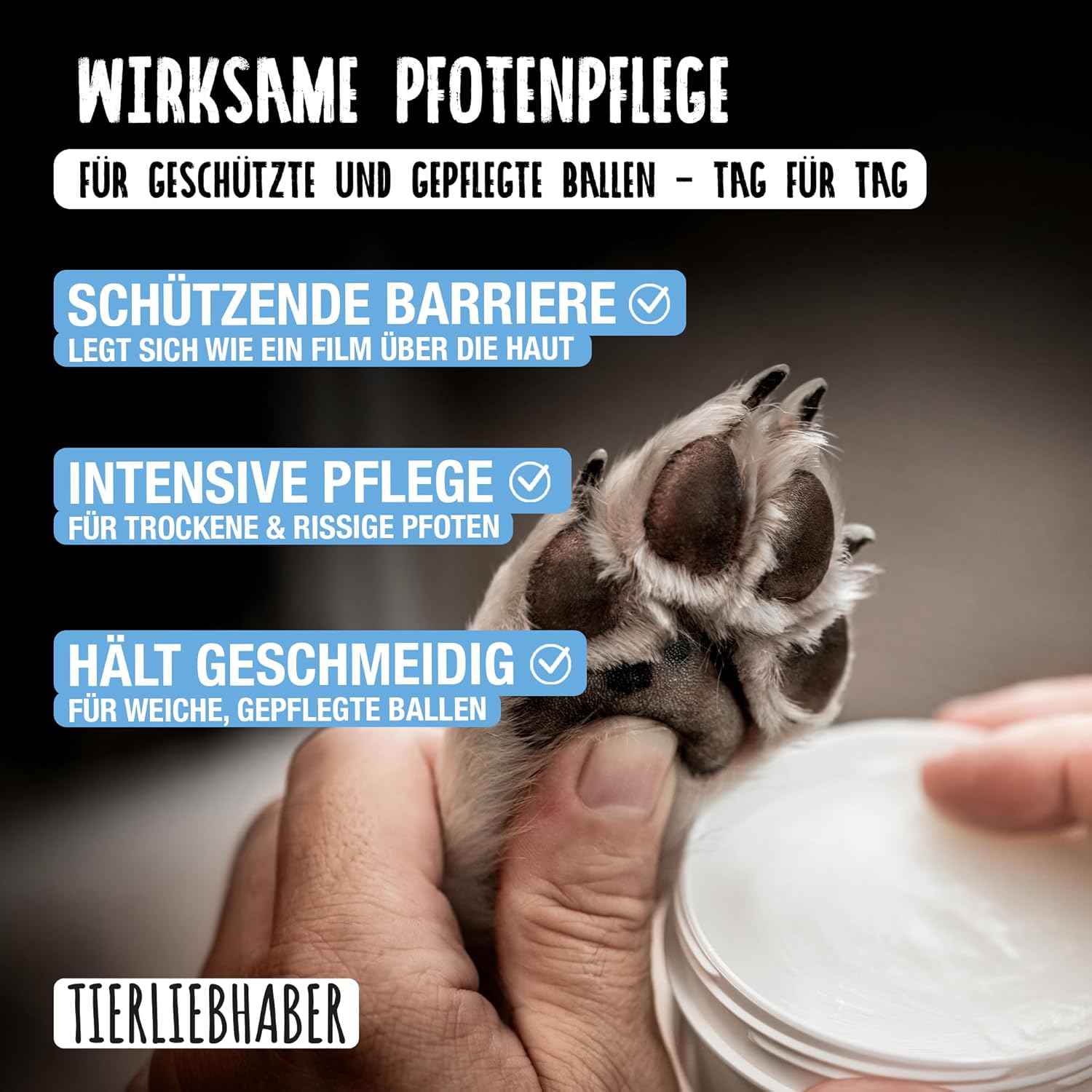 Detalle 2 de TIERLIEBHABER Pfotenbalsam Hund – 50 ml, tierärztlich entwickelt für Pfoten & Nase