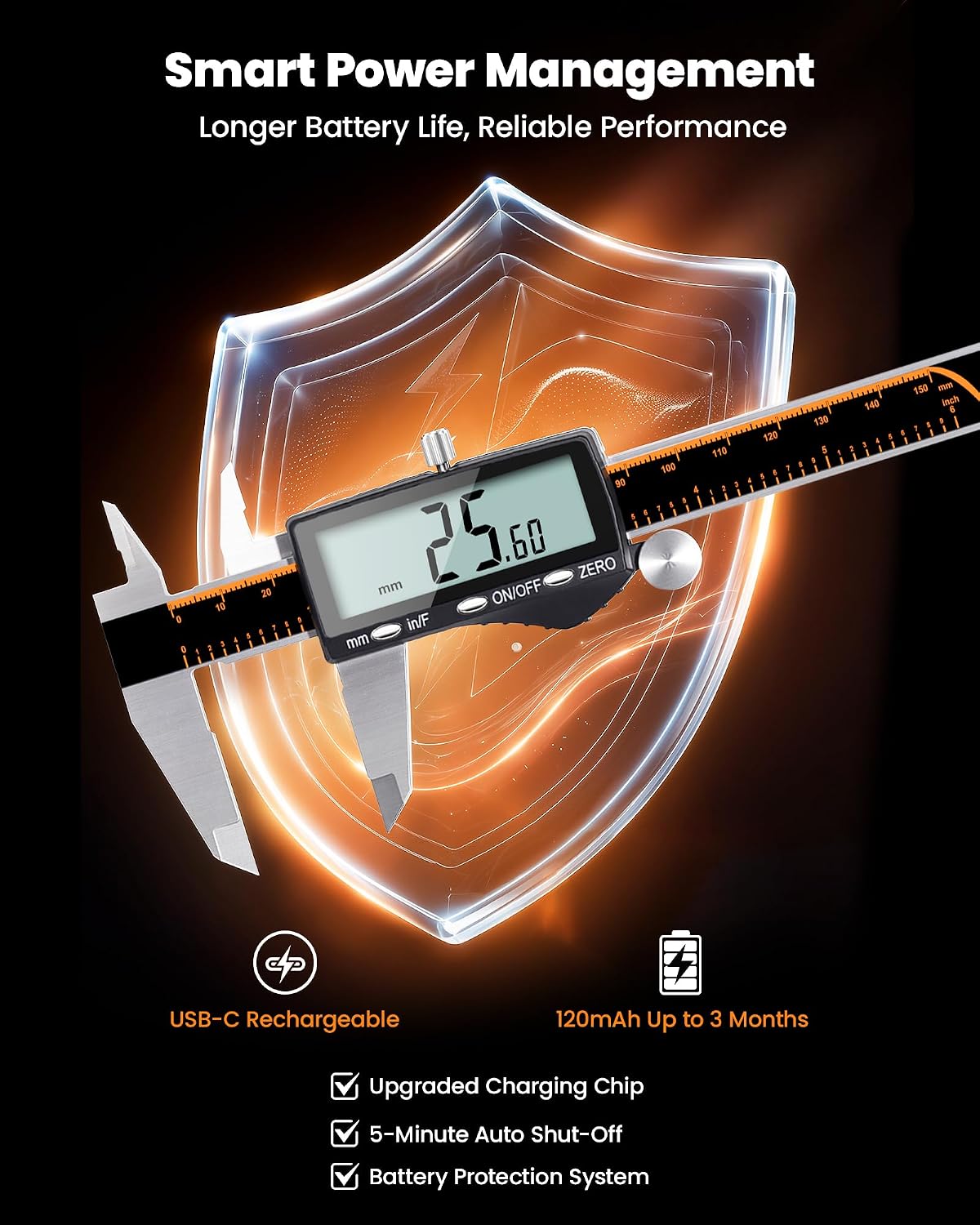 Detalle 1 de HARDELL 12-Inch Digital Caliper, USB-C Rechargeable, 4 Modes, 0.002-Inch Accuracy