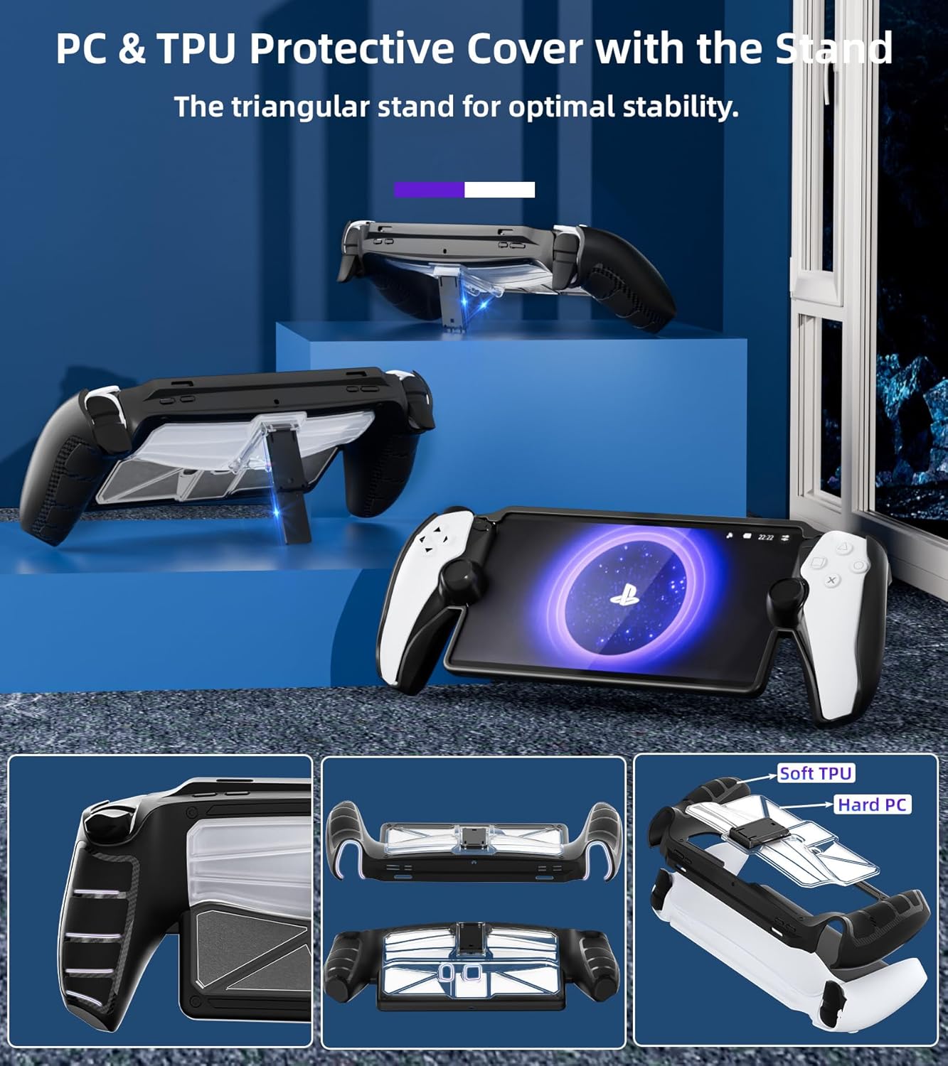 Thumbnail 4 de QUAGGY 3-in-1 Accessory Kit for PlayStation Portal – EVA Carry Case, Silicone Cover with Stand, and 2 Screen Protectors
