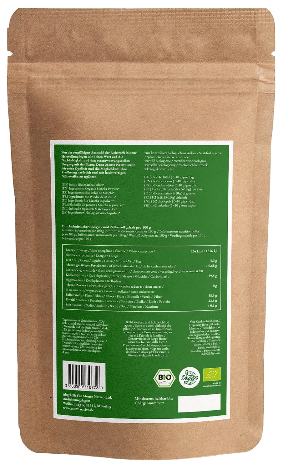 Detalle 2 de Bio Matcha Pulver Monte Nativo 100g 🍵