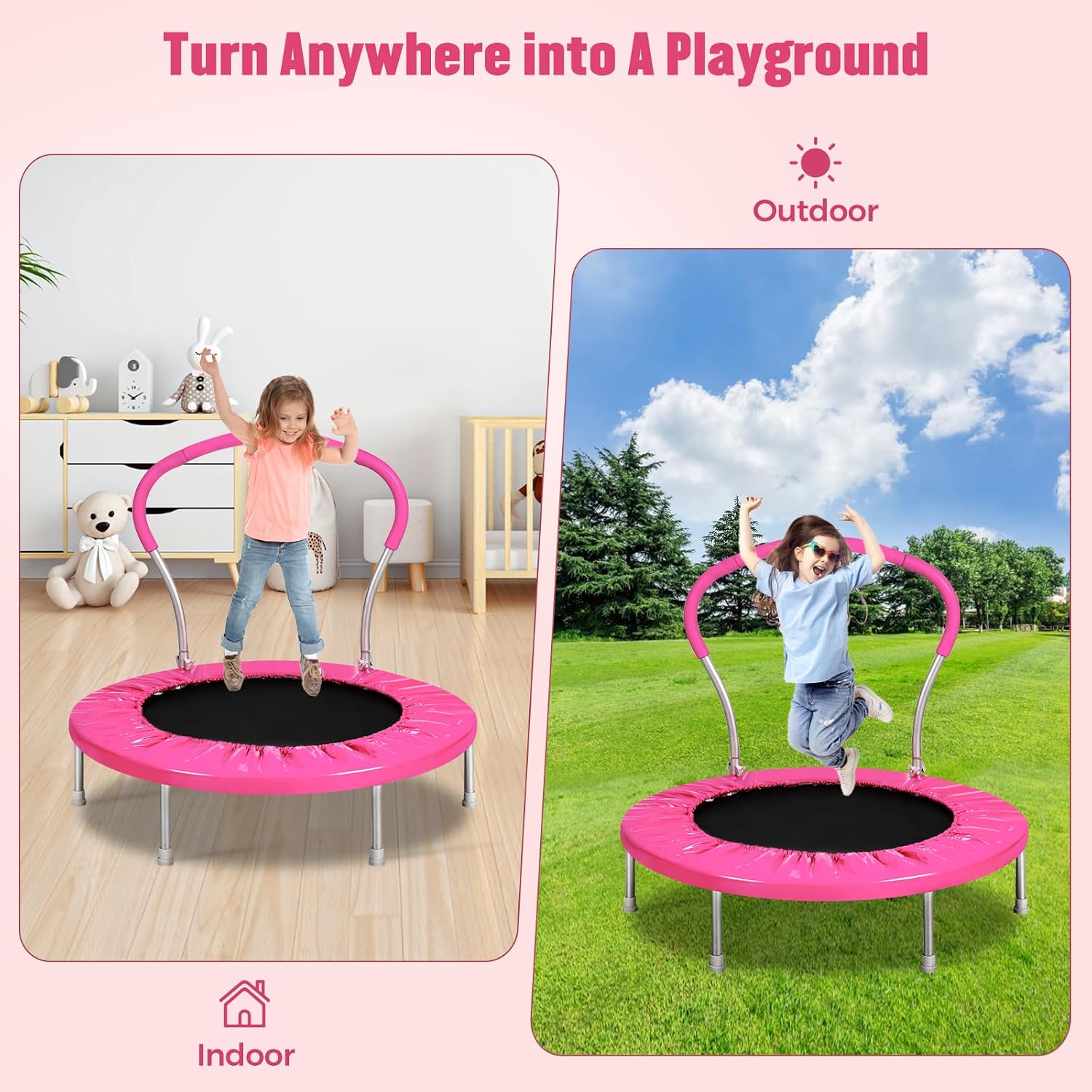 Thumbnail 2 de Lyromix 36-Inch Kids Trampoline With Handle — Indoor Mini Trampoline for Toddlers and Light Fitness