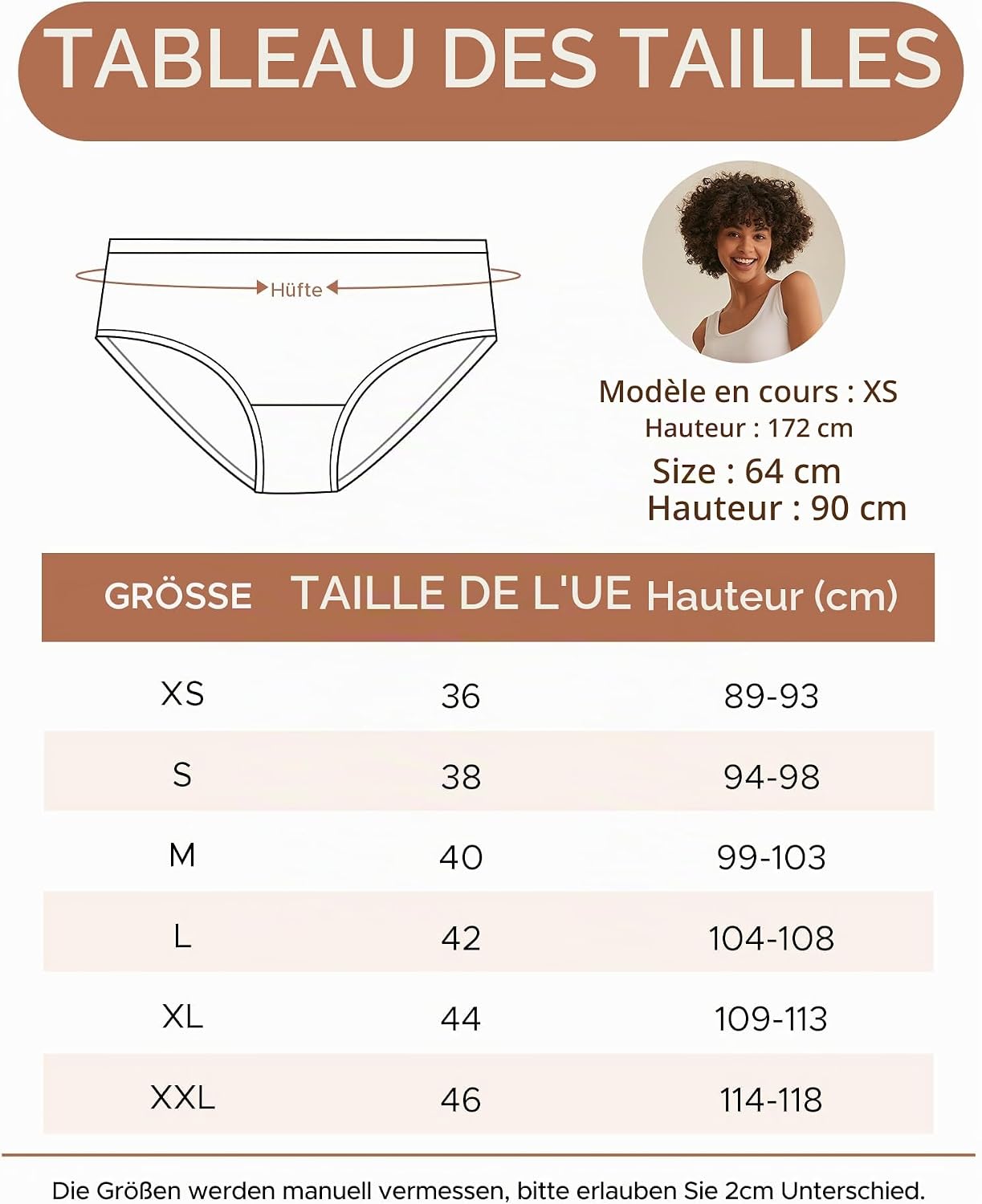 Detalle de INNERSY damesslips van katoen, middelhoge taille, set van 6