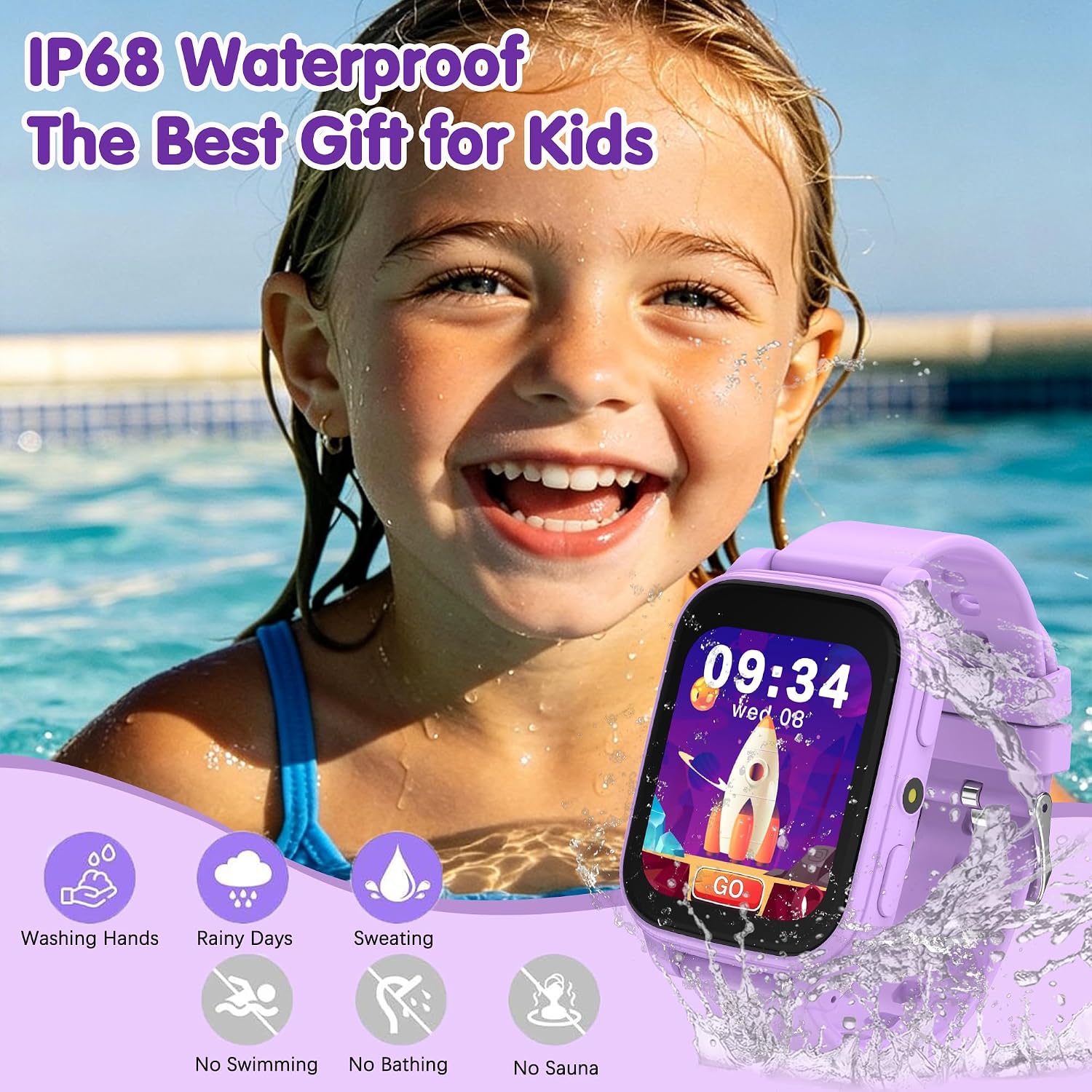 Thumbnail 5 de Tzzulsx Kids Smart Watch: Standalone Fitness Tracker with 1.83" HD Screen, IP68, 18 Games