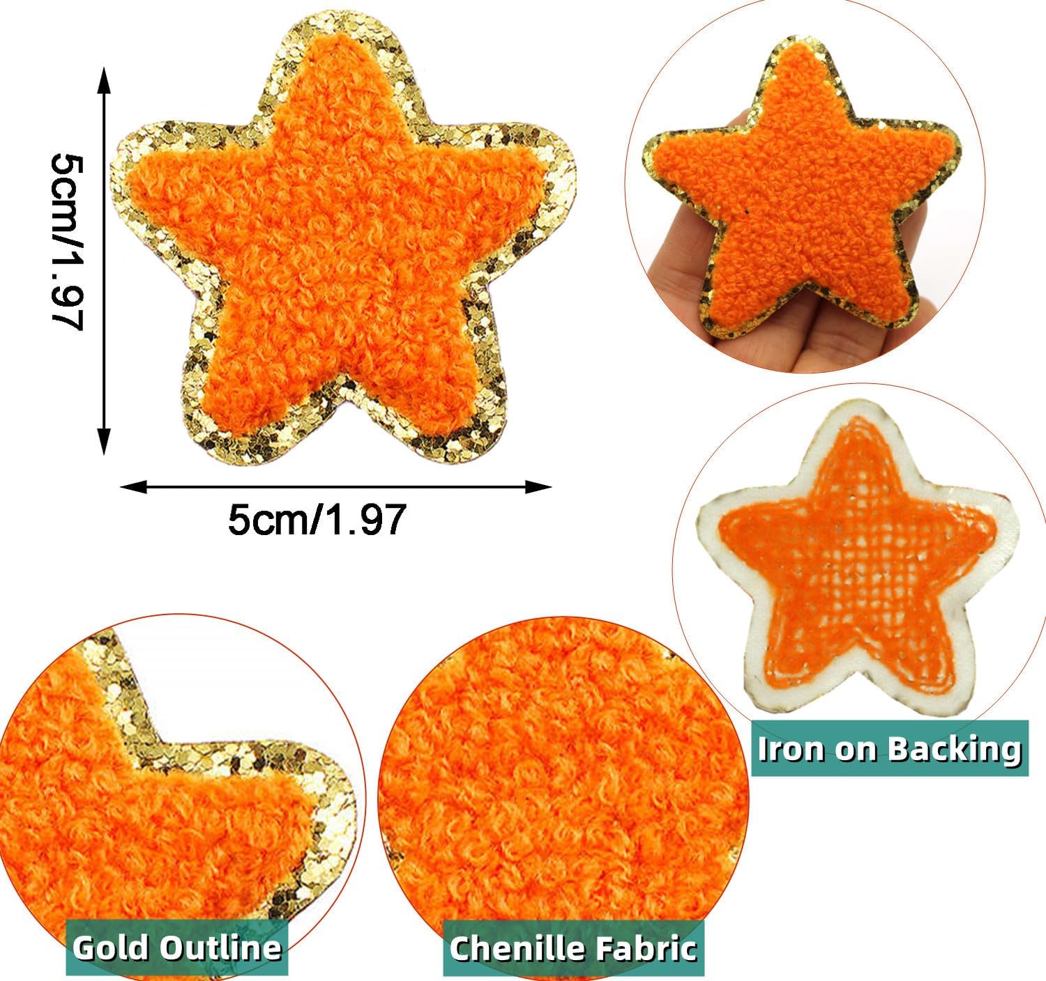 Detalle 2 de Star Iron-On Patches, Chenille