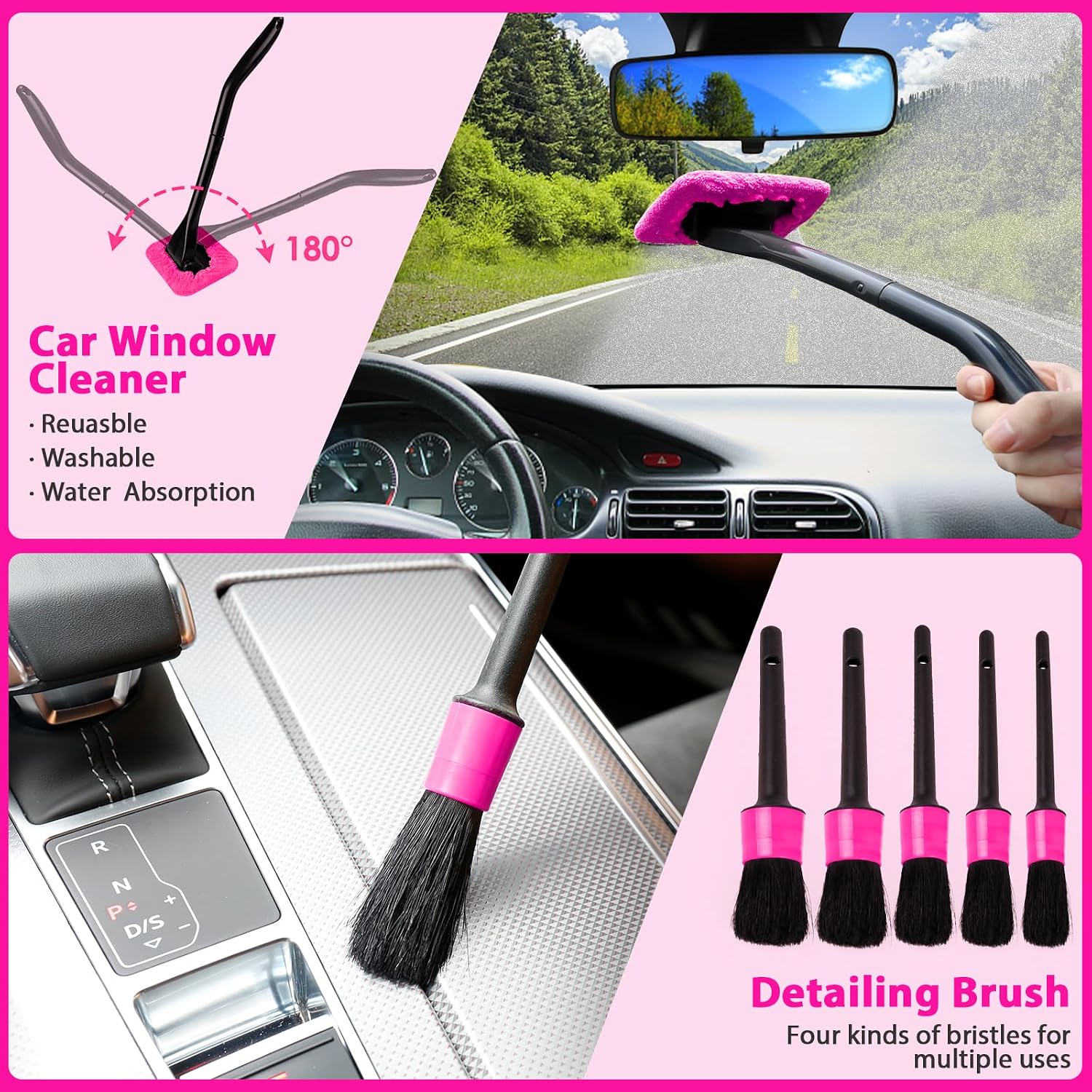 Thumbnail 3 de THINKWORK Car Detailing Kit Interior Cleaner with 8000PA Cordless Pink Handheld Vacuum