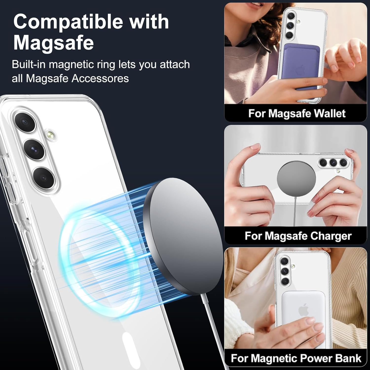 Thumbnail 2 de XTCASE Coque magnétique transparente pour Samsung Galaxy S25 FE 5G — Anti-jaunissement, TPU/PC avec MagSafe