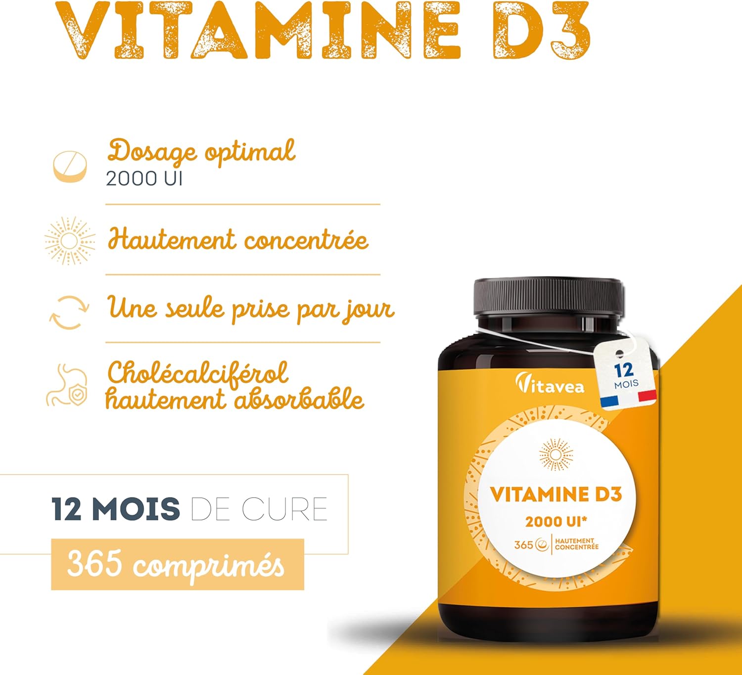 Thumbnail 1 de Vitavea Vitamine D3 2000 UI 1 an — Défenses naturelles
