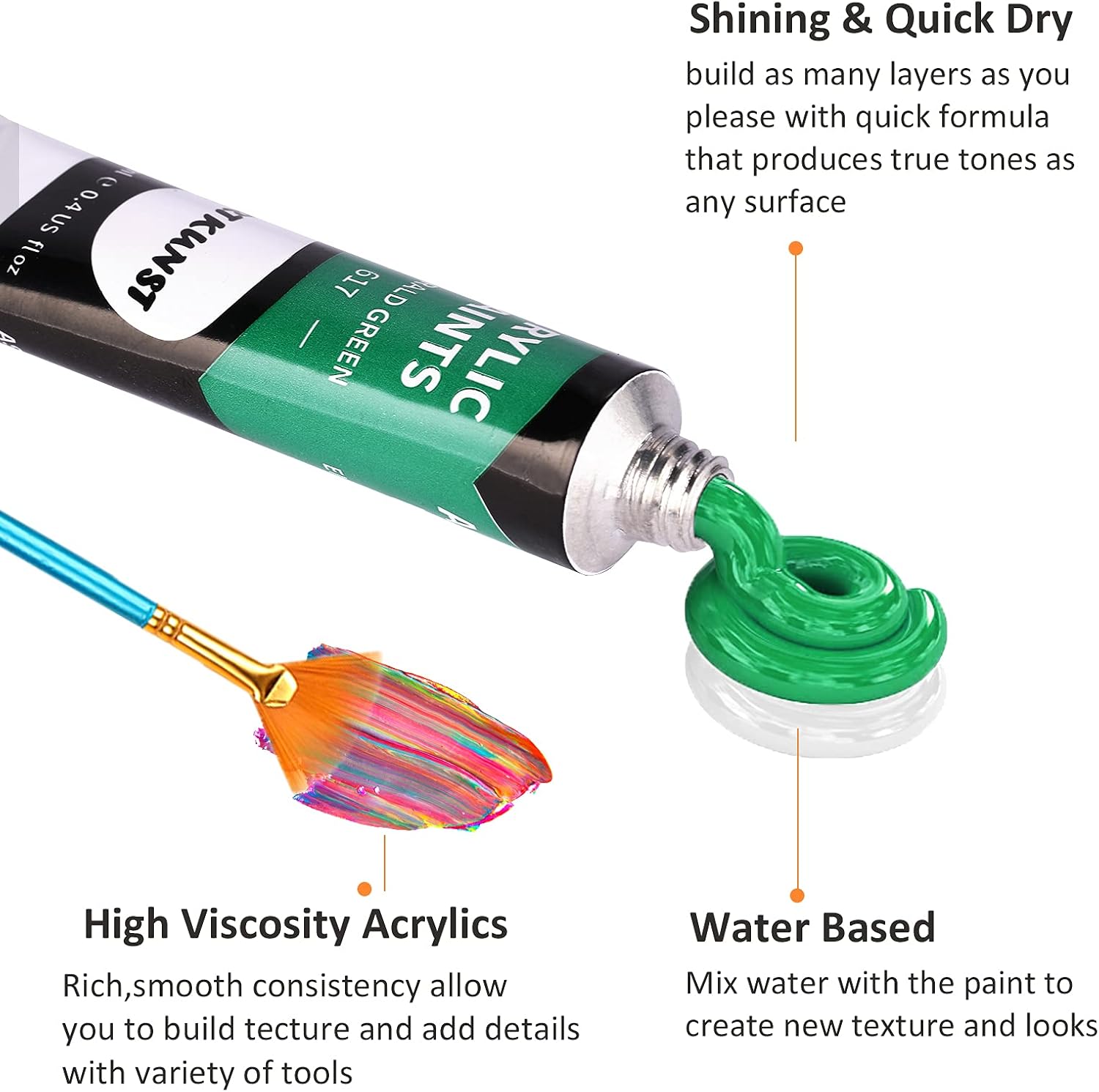 Thumbnail 2 de Acrylic Paint Set 24 Colours with 10 Brushes