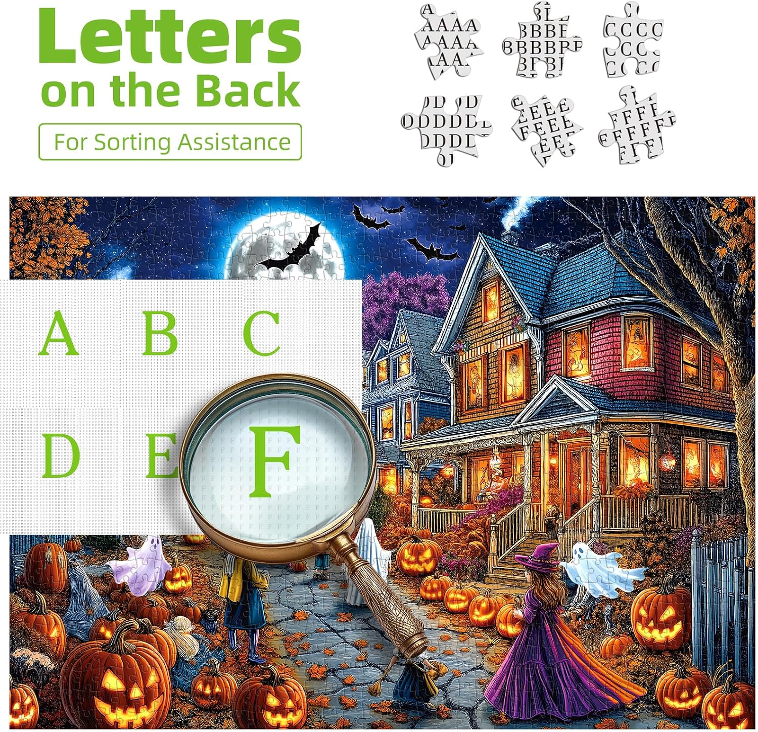 Thumbnail 2 de Halloween Village 1,000-Piece Jigsaw Puzzle for Adults, Autumn Scene and Poster