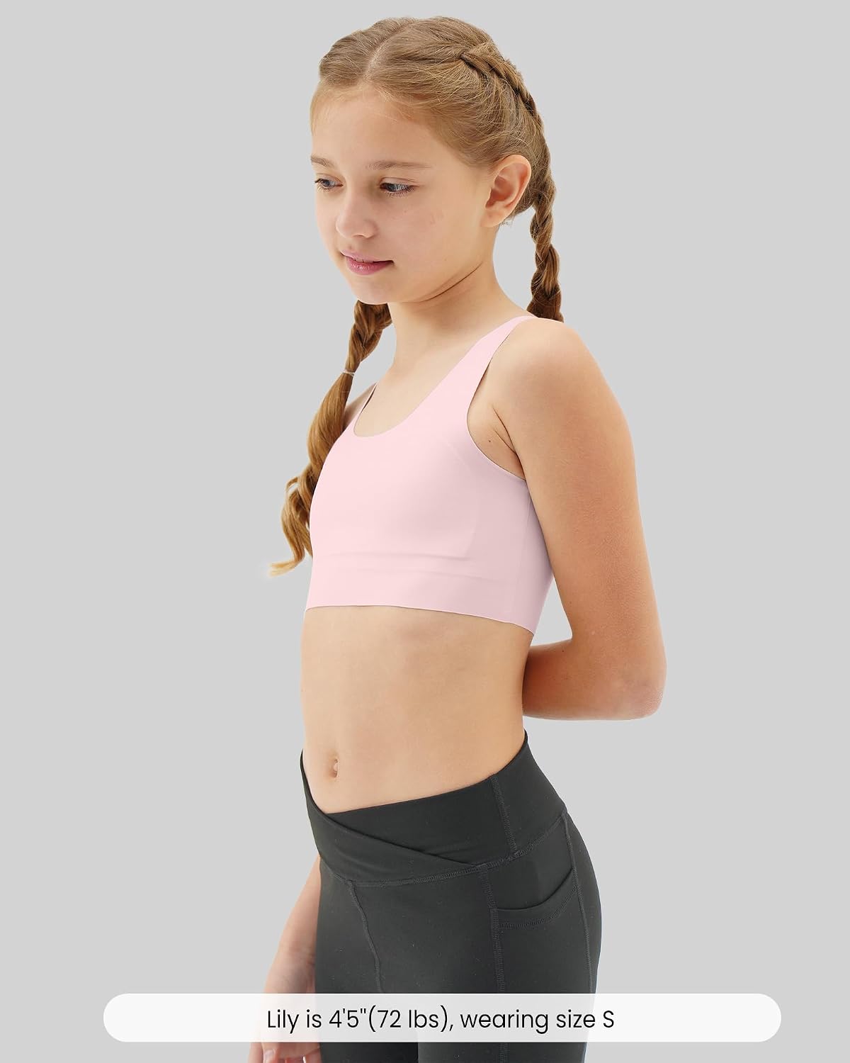 Detalle de Sascina Girls Training Bra, Seamless Longline Crop with Double-Lined Chest