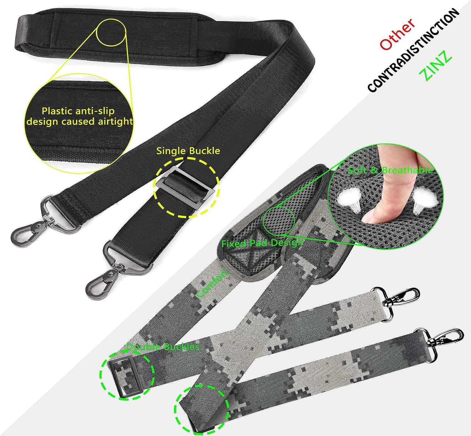 Detalle 2 de ZINZ Shoulder Strap 58" Universal Handbag Strap with Ultra-thick Fixed Padded and Dual Balanced Adjustable Buckles