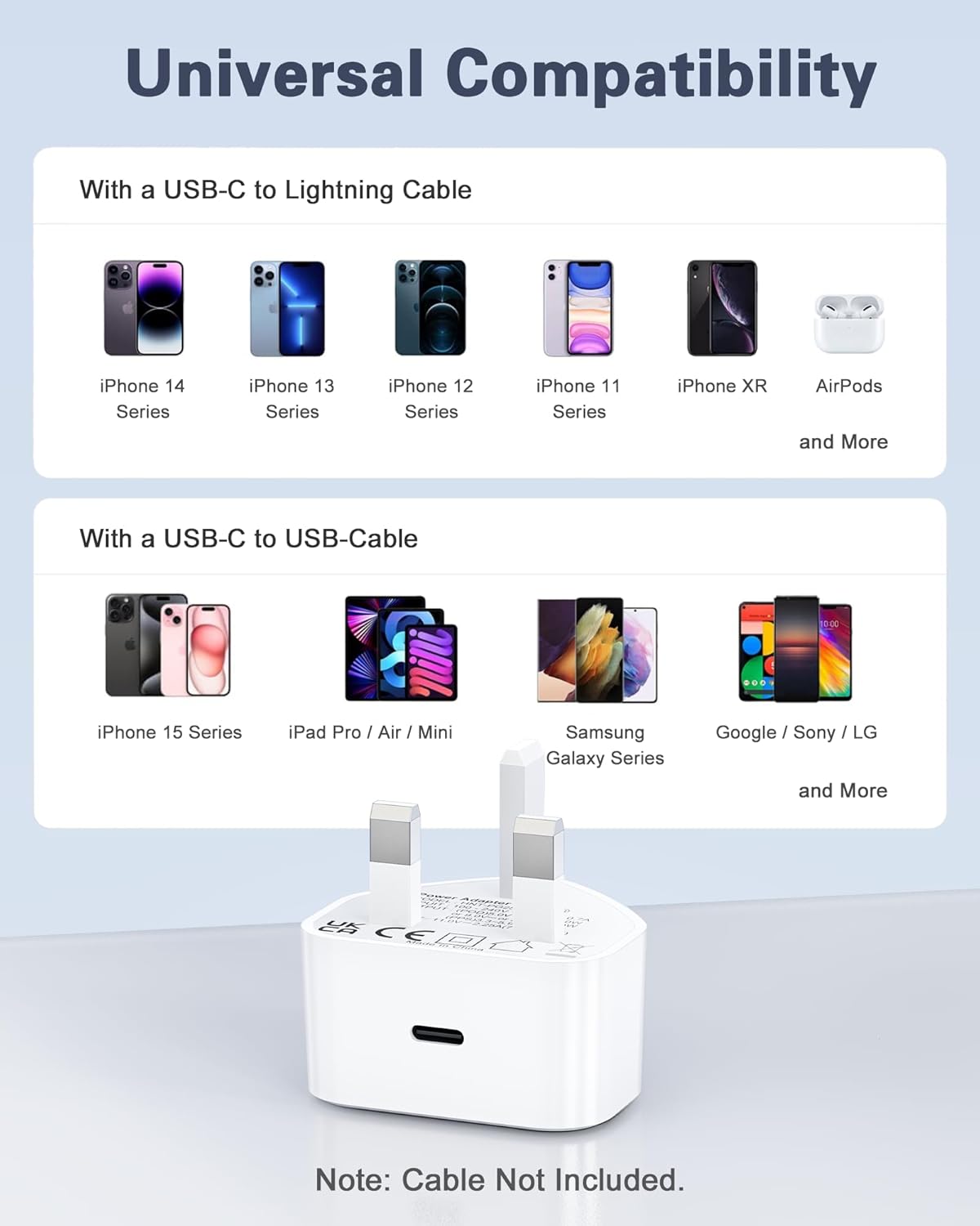 Detalle de USB C Plug Fast Charge 25W UK – Compact USB-C Charger for iPhone and iPad