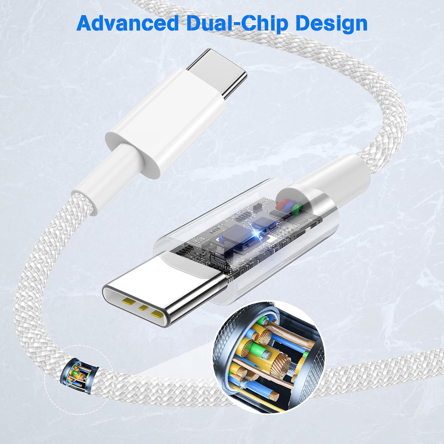 Thumbnail 2 de 3Pack USB-C to USB-C Braided Charging Cable (60W) for iPhone, iPad, MacBook, Samsung & AirPods — 3FT Multi-Color