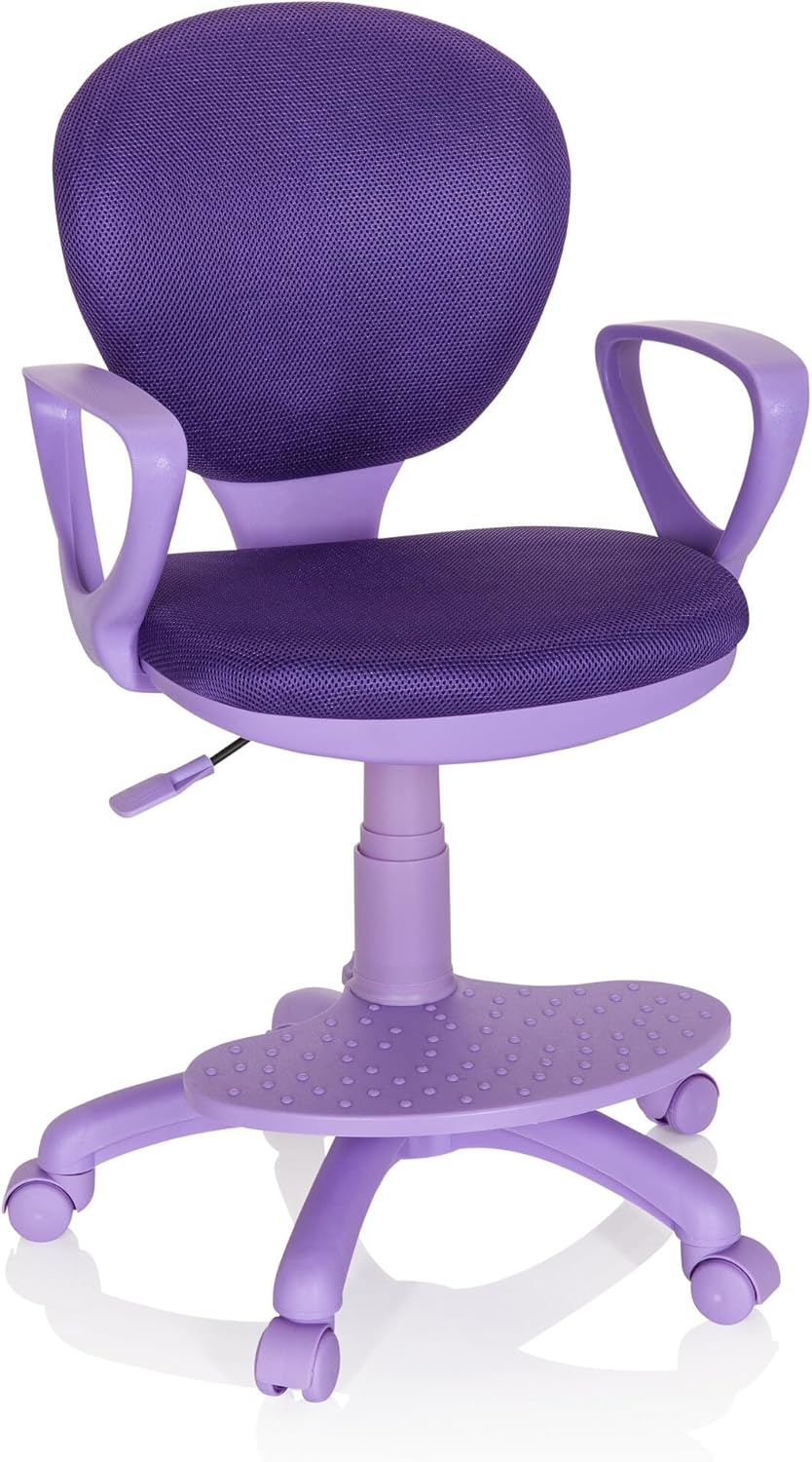 HJH Office 671009 sedia girevole per bambini KID COLOR: seduta regolabile, poggiapiedi e ruote sicure