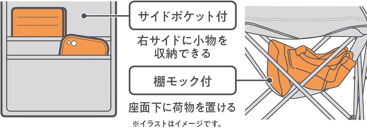 Detalle 1 de キャプテンスタッグ UC-1881 ラウンジチェア ブラック 折りたたみ式・ドリンクホルダー付き