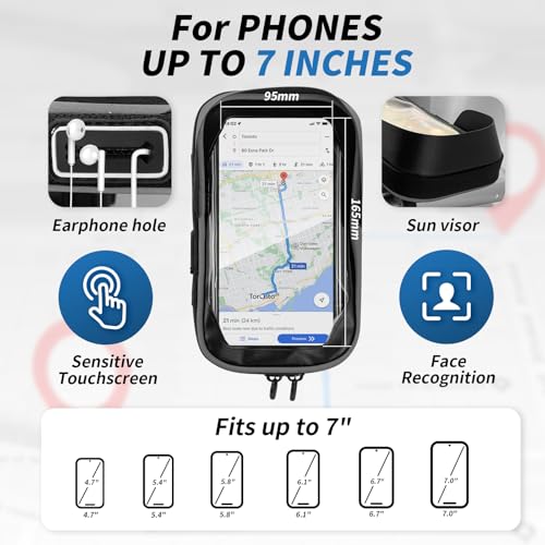 Detalle 2 de CNMTCCO Support téléphone vélo jusqu’à 7 pouces, rotation 360° et housse de pluie