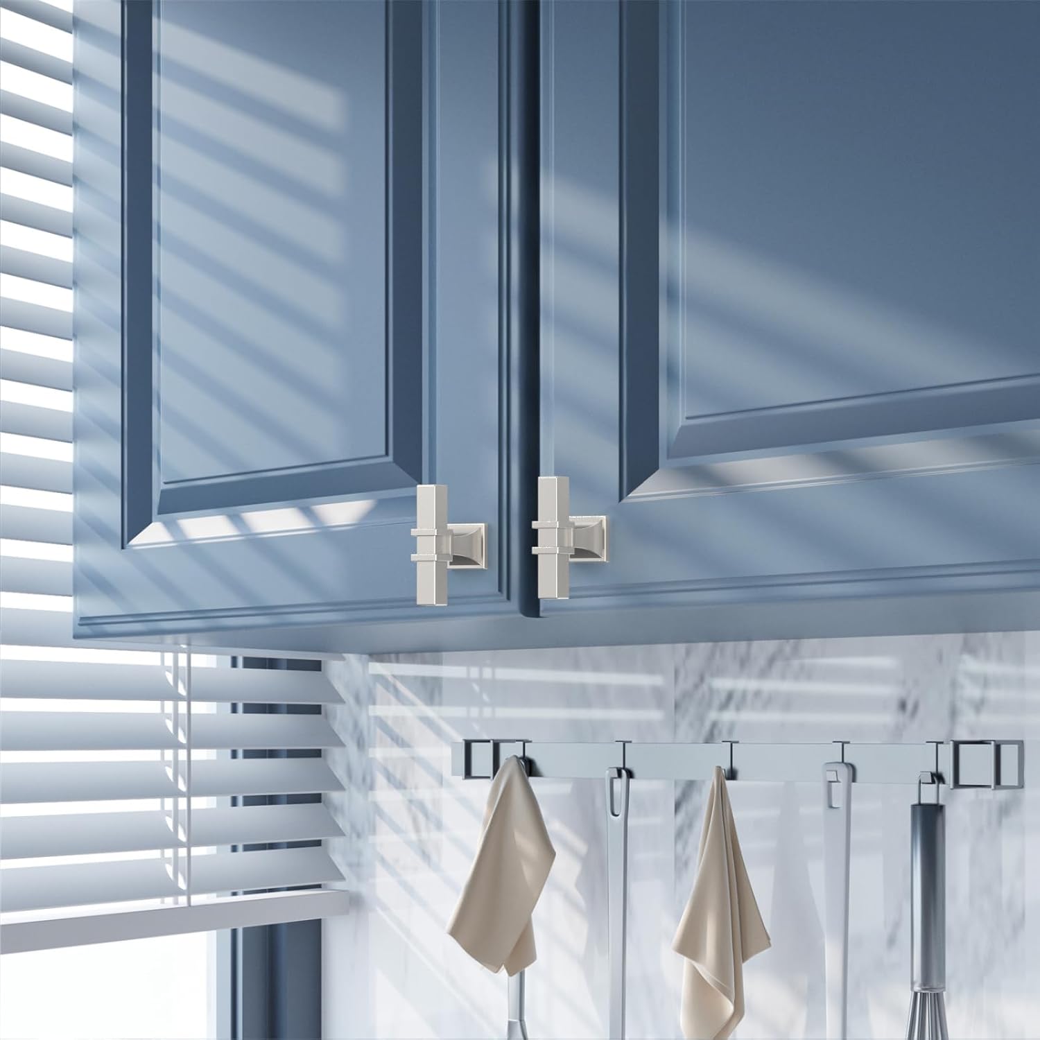 Detalle 2 de Amerdeco Lot de 10 boutons de meuble en nickel brossé – boutons d'armoire, tiroir et porte