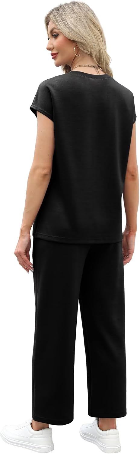 Thumbnail 4 de WIHOLL Women's 2-Piece Travel Set with Cap-Sleeve Top and Cropped Wide-Leg Pants