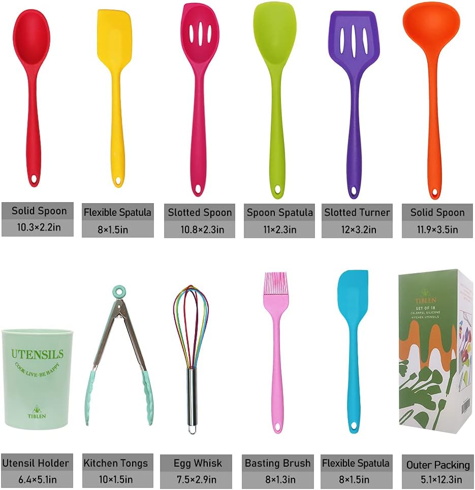 Thumbnail 1 de TIBLEN Silicone Kitchen Utensil Set, 18-Piece