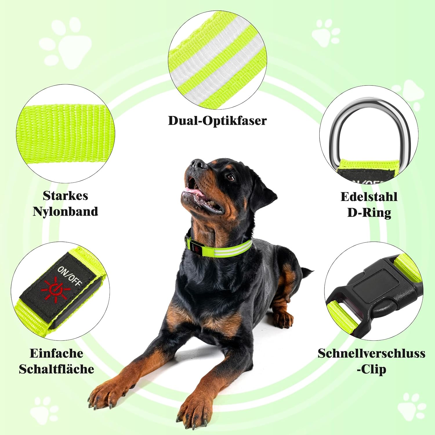 Detalle 2 de Weesiber Leuchthalsband Hund LED Grün S