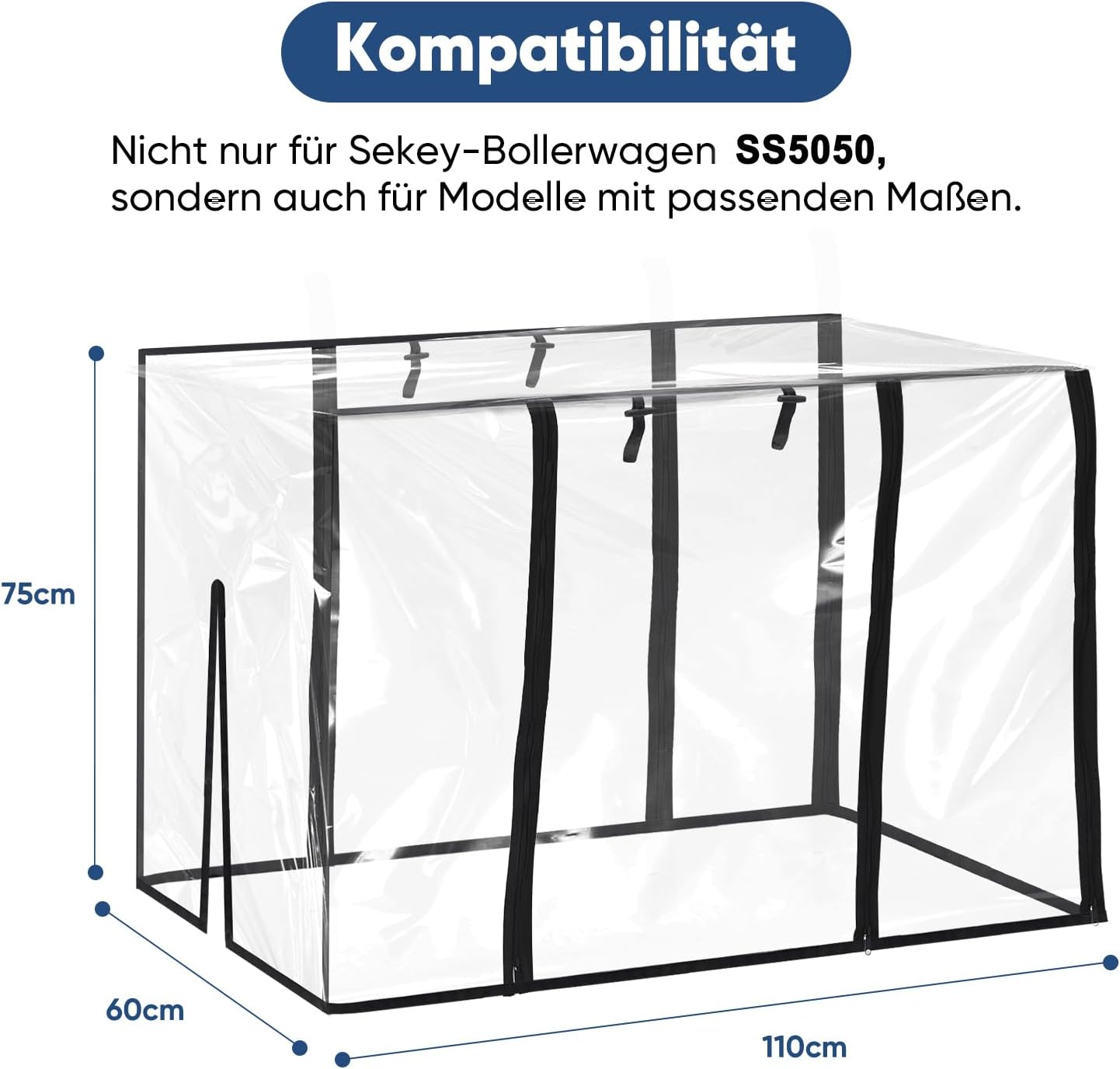 Detalle 2 de Sekey Bollerwagen Regenabdeckung 110 x 60