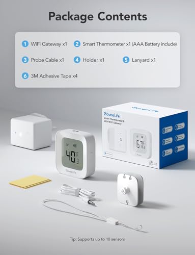 Thumbnail 8 de GoveeLife WiFi Refrigerator Thermometer 1-Pack with Gateway & LCD Display