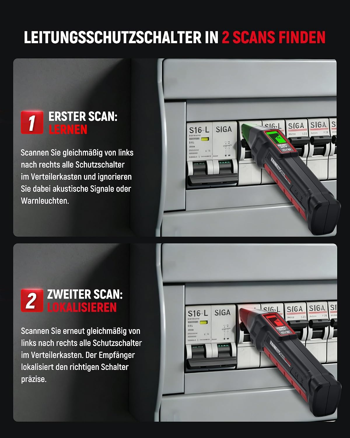 Detalle 2 de KAIWEETS Sicherungsfinder Set mit LCD