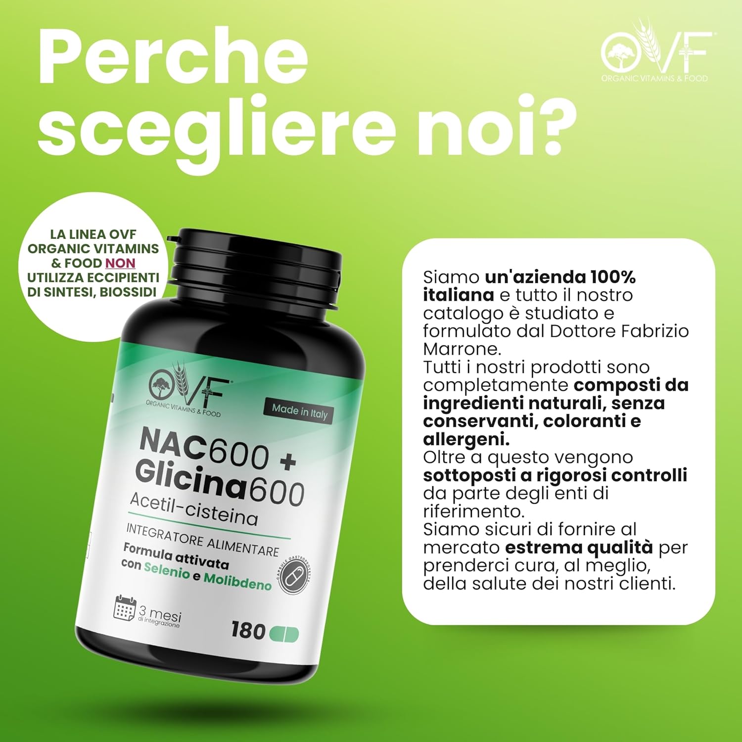 Thumbnail 6 de OVF NAC 600: N-acetilcisteina alta purezza con glicina e selenio per il benessere quotidiano