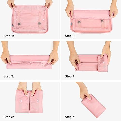 Detalle de MURISE Packing Cubes 8 pièces – Ensemble de cubes d’emballage pour valises – Rose