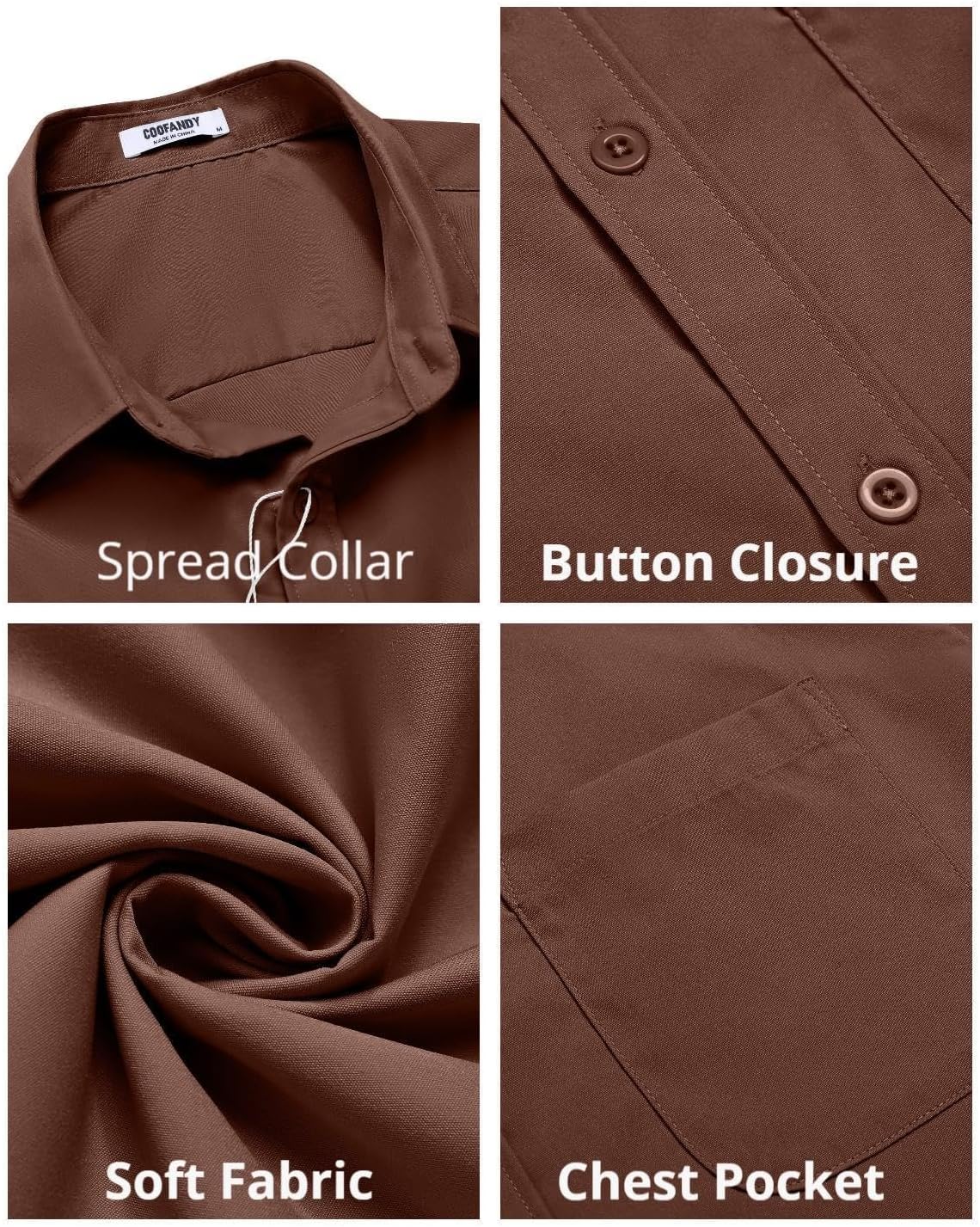 Thumbnail 5 de COOFANDY Men’s Short Sleeve Casual Button Down Shirt with Pocket – Lightweight Summer Dress Shirt