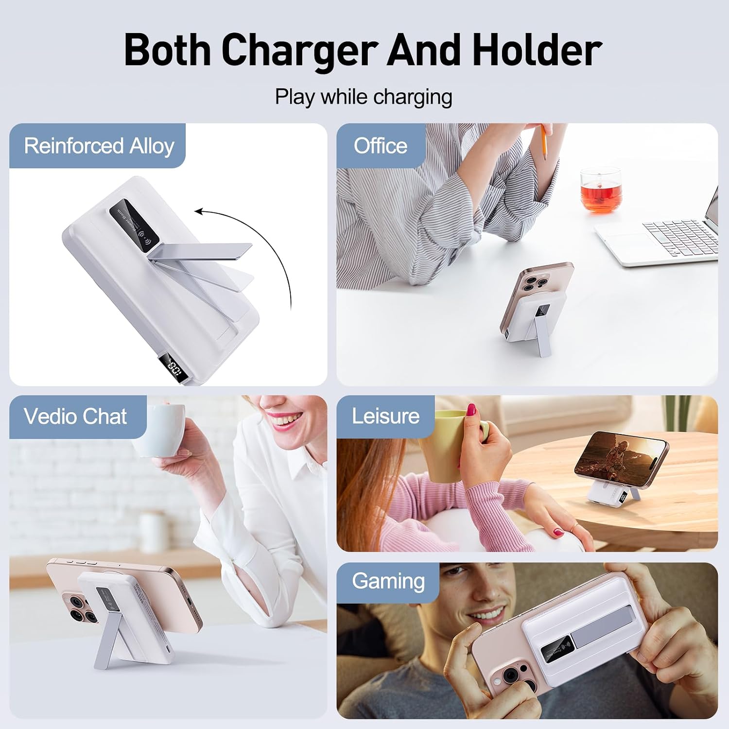 Detalle de FancyBean 10,000mAh Magnetic Wireless Power Bank, 22.5W, LED Display