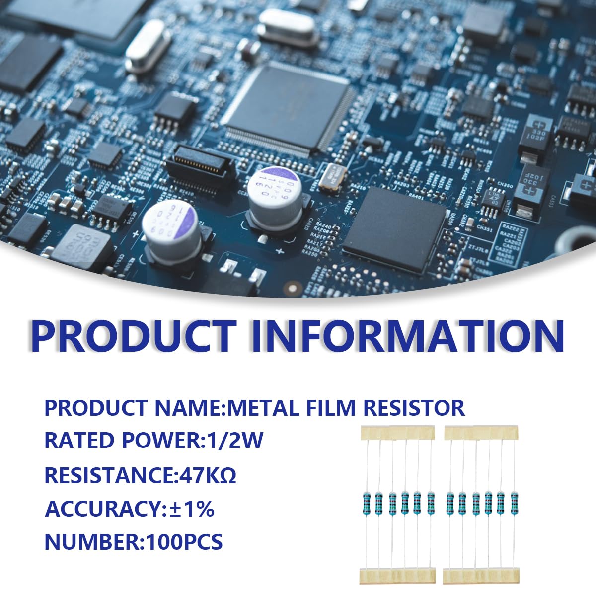 Thumbnail 1 de Innfeeltech 47K 1/2W Metallfilm Widerstände 🔧