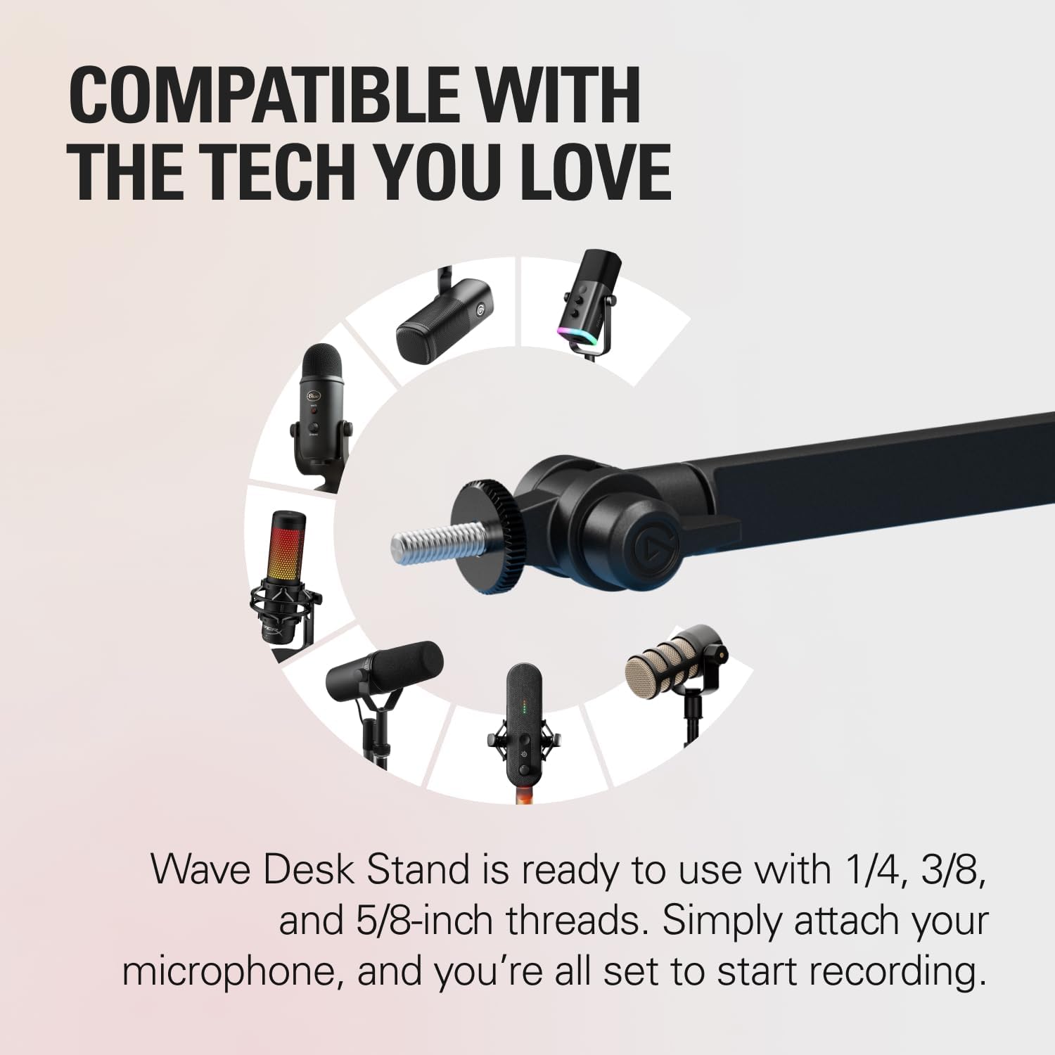 Detalle de elgato Wave Desk Stand Adjustable Microphone Stand, Metal, Black, 1 kg Capacity
