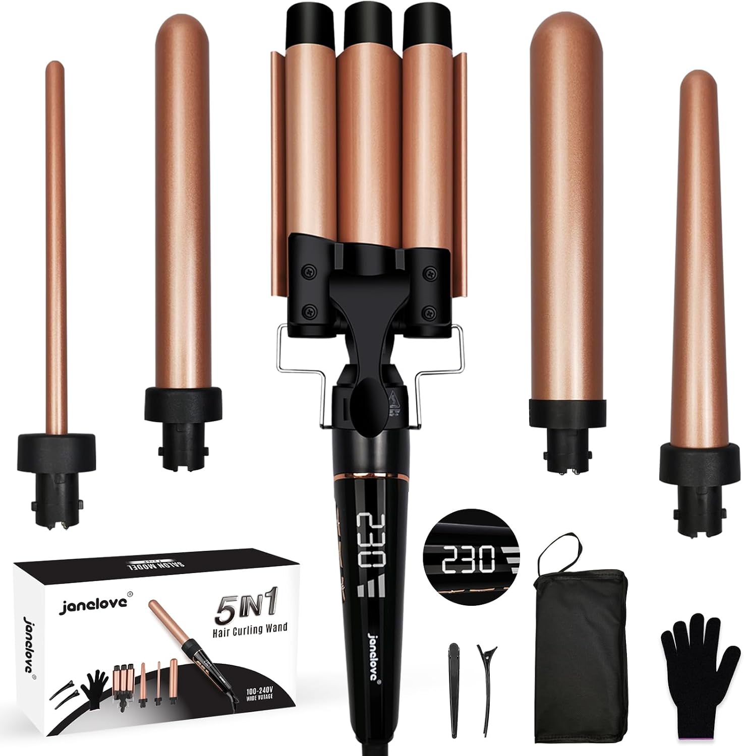 Detalle de 10‑32mm Lockenstab 5‑in‑1 80–230°C 💇♀