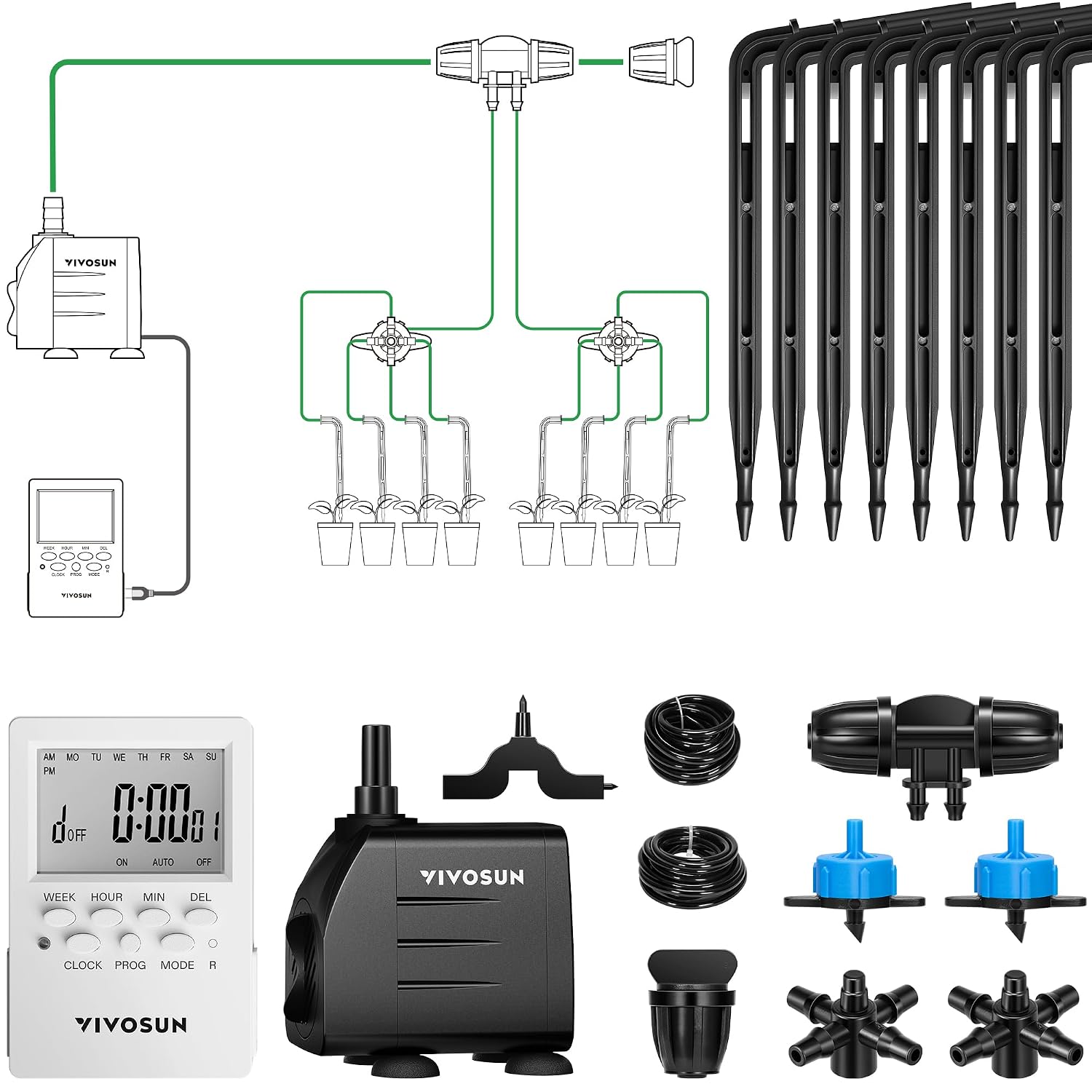 VIVOSUN Automatic Drip Irrigation Kit 15W