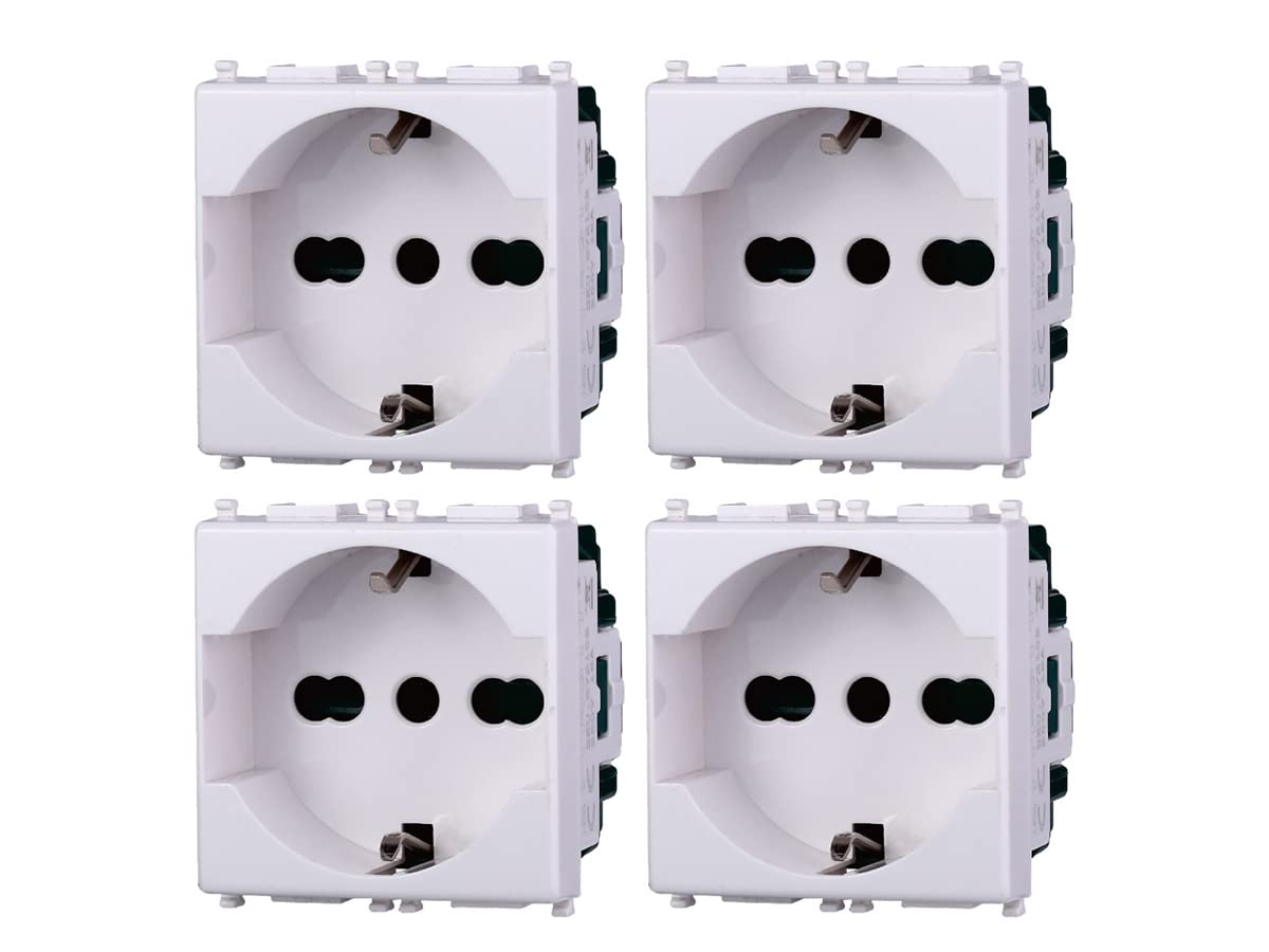 Presa Schuko Bianca compatibile con Vimar Plana – 4 pezzi