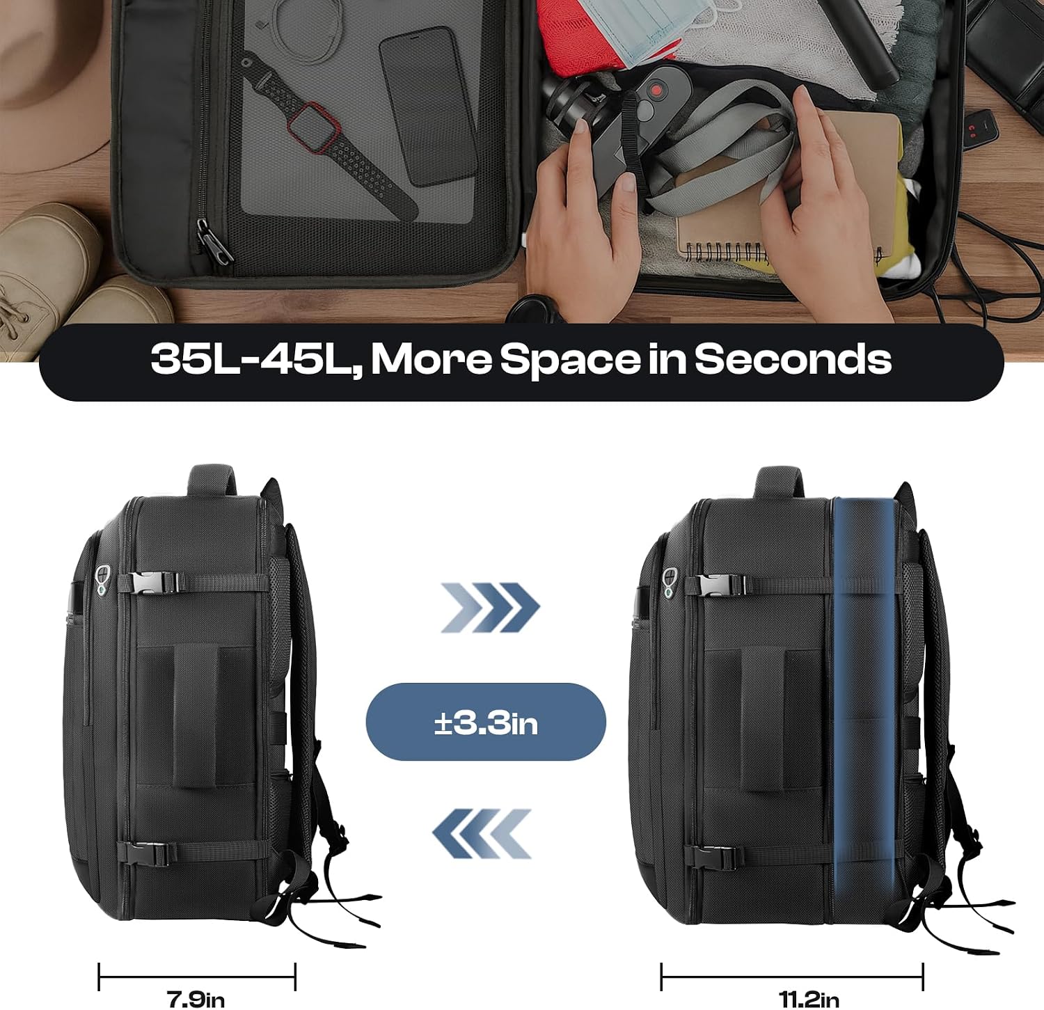Detalle 1 de Expandable Travel Laptop Backpack, 17.3-Inch