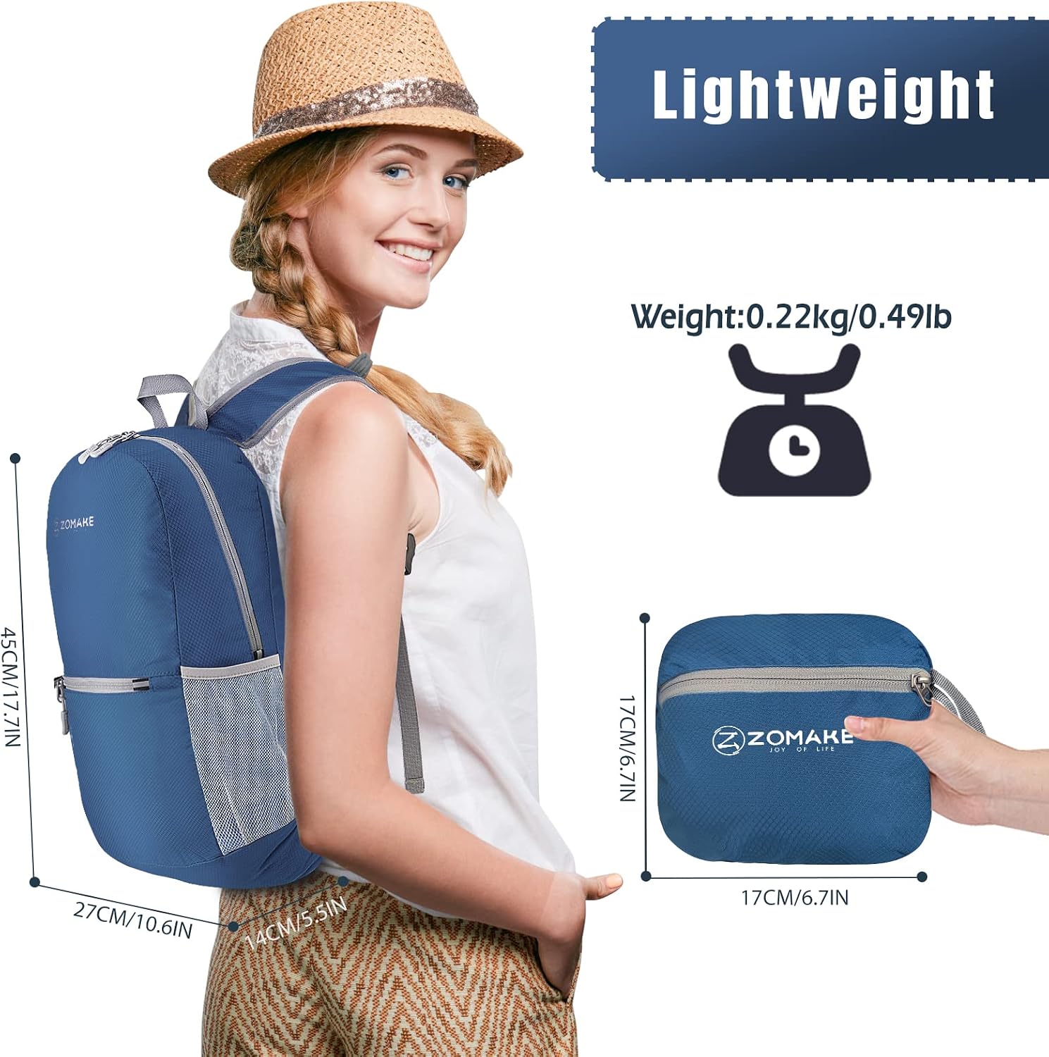Thumbnail 1 de ZOMAKE Lightweight Foldable Backpack (20L) – packable foldaway rucksack for travel, hiking and daily carry