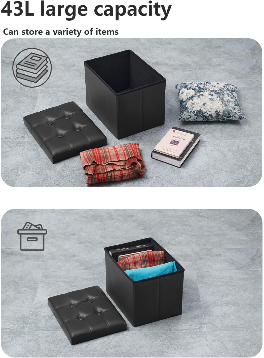 Thumbnail 5 de Bsketa Storage Ottoman 17x13x13in leather storage bench